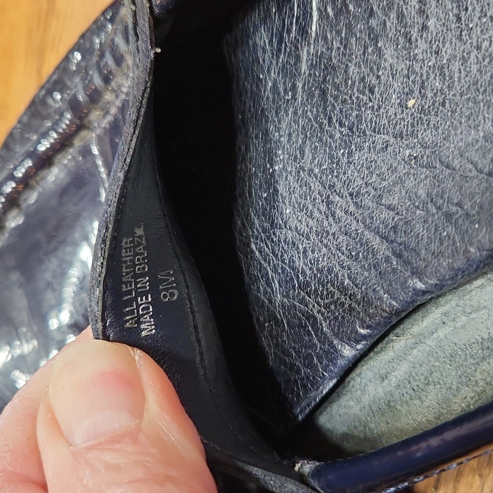 ANTONIO MELANI Navy Patent Leather Penny Loafers - Picture 5 of 6